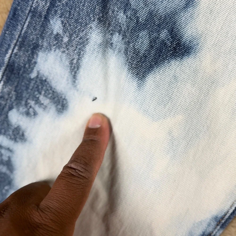 Levis 501 Mens Custom Bleach Splatter Jeans Straight Leg Blue White W33 L30